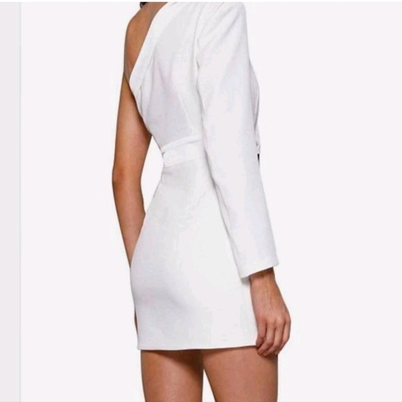 Elle Zeitoune White One Shoulder Sequin Mini Dress Size XS - Picture 2 of 5